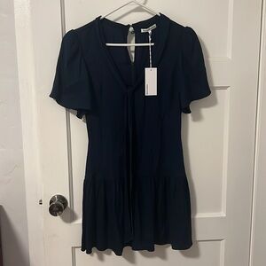 NWT Reformation Adelina Navy Blue Front Tie Dress Size 4